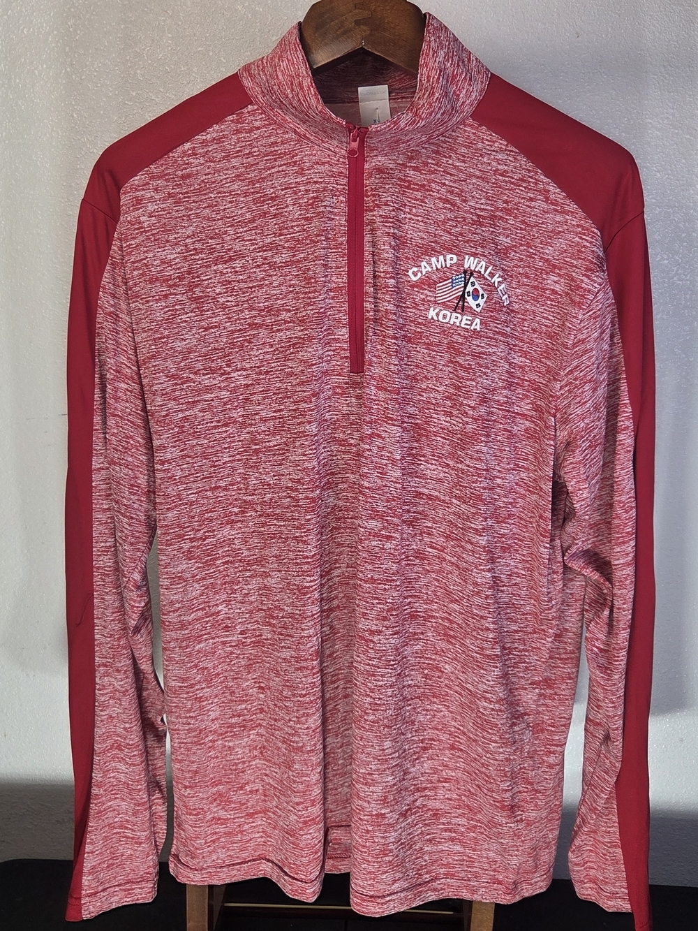 Sport-Tek Red Heathered Quarter-Zip Long Sleeve Pullover